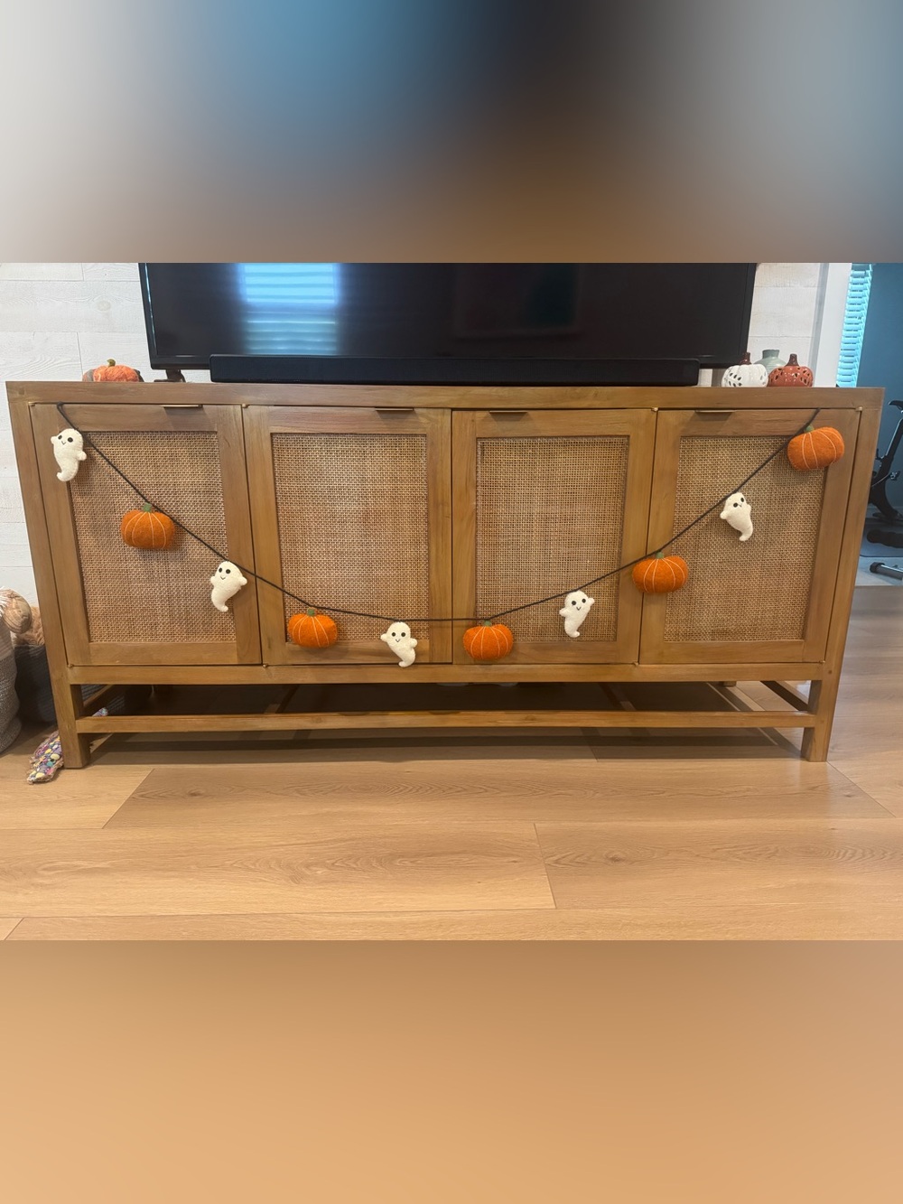 Halloween Pumpkin & Ghost Garland – Orange 6.5 ft For Mantel Halloween Decor